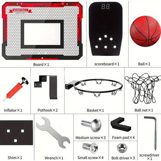 Kids' Electronic Scoreboard Basketball Stand Set with 2 Balls