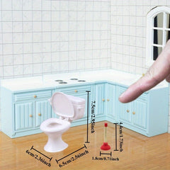 Dollhouse Toilet and Plunger Model Set Small Decor