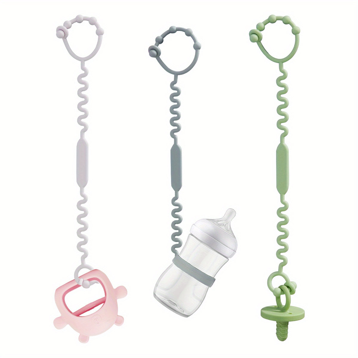 Adjustable Baby Teether Toy Harness 3 5pcs Silicone Pacifier Clips