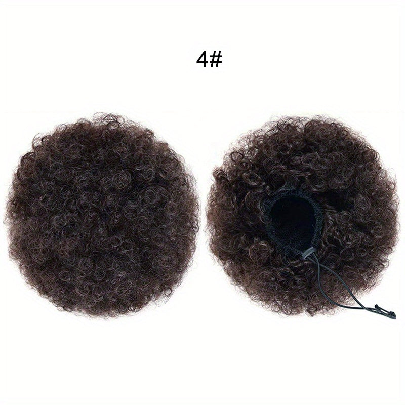 Afro Puff Drawstring Ponytail Hair Extension Short Afro Kinky Curly Hair Bun