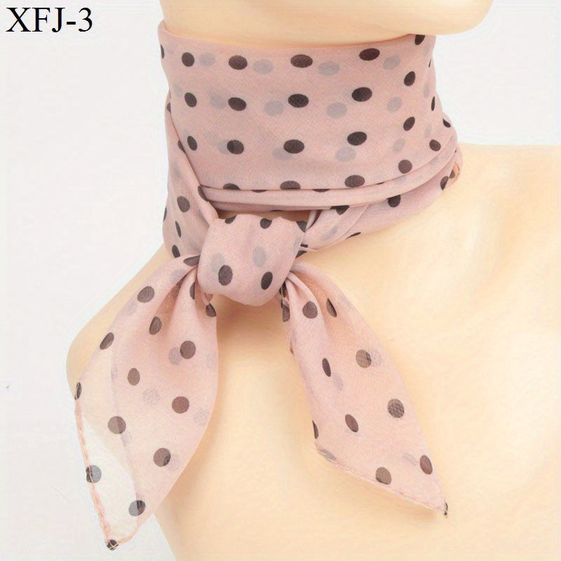 Polka Dot Print Chiffon Neckerchief Square Scarf Bandana Hair Accessories