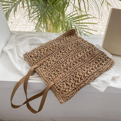 Summer Straw Beach Tote Bag Large Capacity Shoulder Handbag