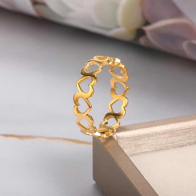 Vintage Heart Ring Stainless Steel Jewelry Gift for Women