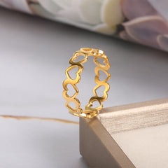Vintage Heart Ring Stainless Steel Jewelry Gift for Women