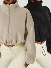 Fleece Warm Zipper Jacket Stand Collar Casual Sports Jacket