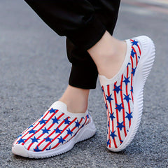 Women's Knitting Sock Shoes Star & Striped Low Top Slip On Shoes