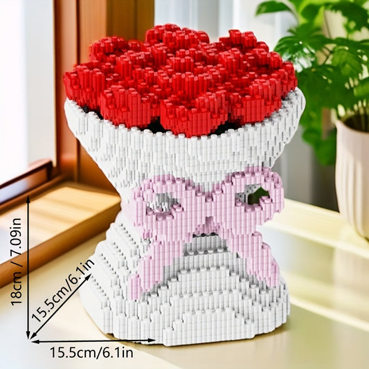 5000pcs Rose Couple Puzzle Building Blocks for Teens and Adults DIY Craft Kit