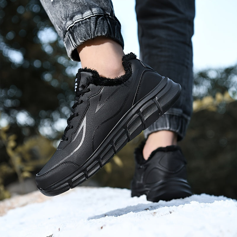 PLUS SIZE Men's Solid Running Shoes Comfy Non Slip Lace Up Sneakers