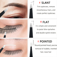 3pcs Stainless Steel Eyebrow Tweezers Set for Hair Removal