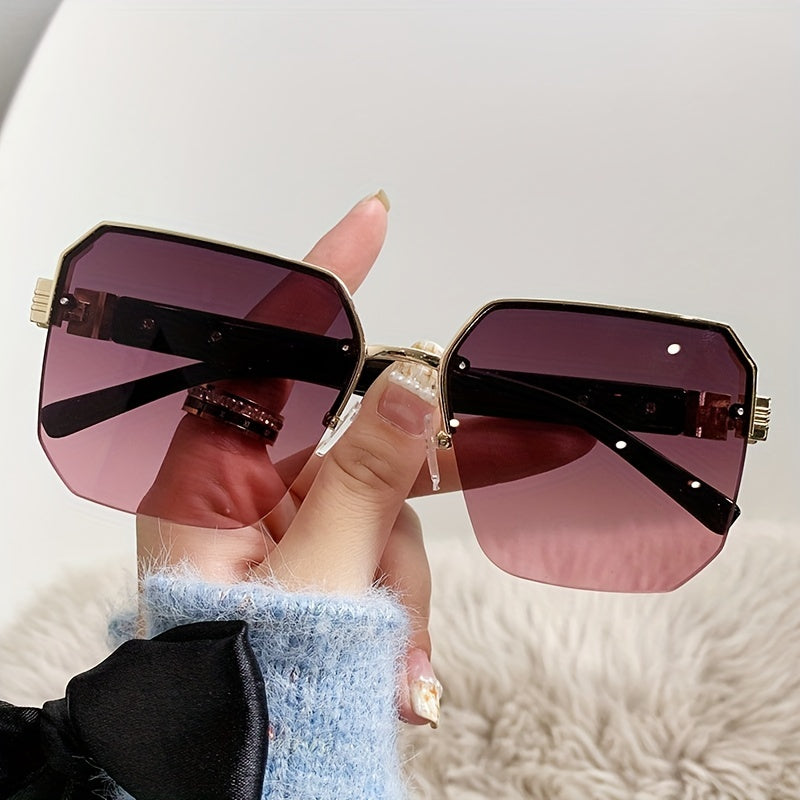 Y2K Semi Rimless Sunglasses Men Women Casual Gradient UV400
