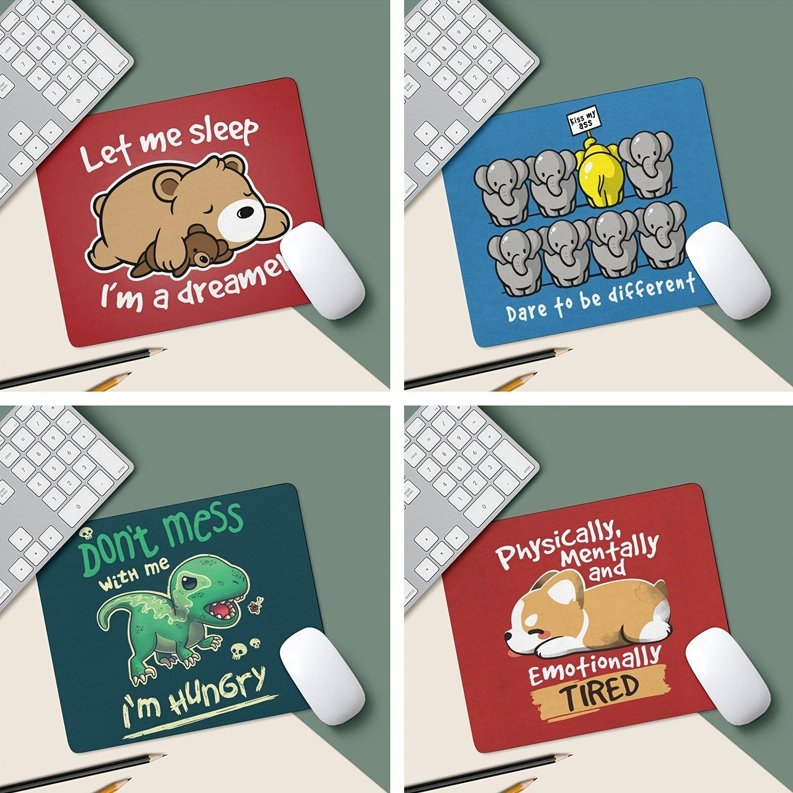 Animal Mouse Pad Square Waterproof Non Slip Rubber Base MousePads 7x8.6 Inch