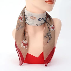 Vintage Flower Print Chiffon Scarf Women's Necktie