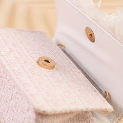 Sweet Princess Crossbody Bag Snowflake Trim Pearl Handle Girls Handbag