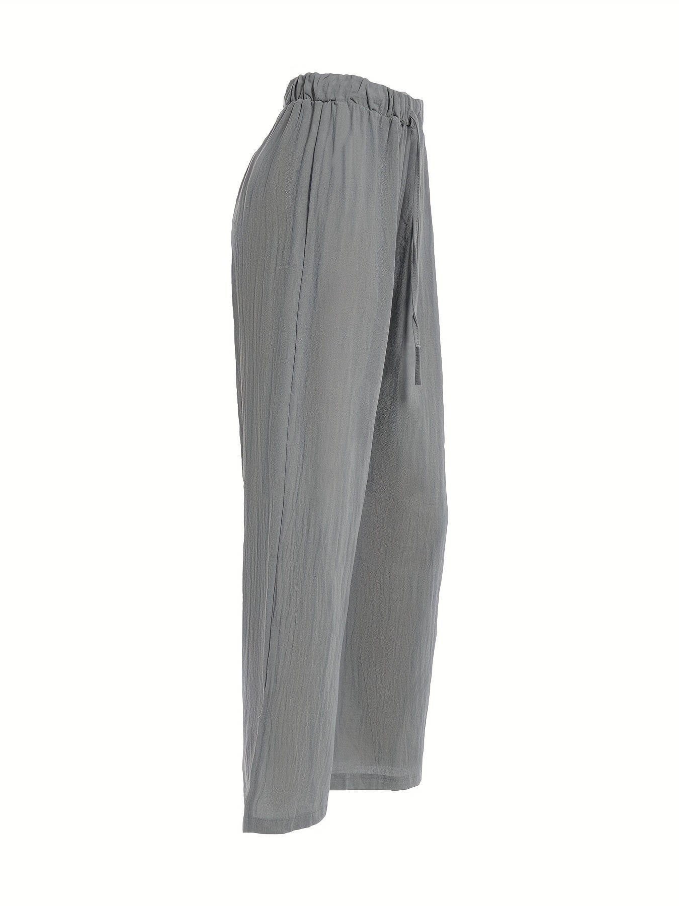 Drawstring Split Pants Casual Elastic Waist Long Solid Pants