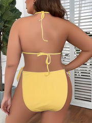  Ribbed Knit Halter Bikini Set