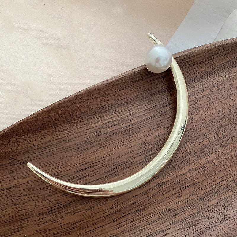 Silver Moon Pearl Hair Stick Metal Hair Sticks Hair Accessories Gold Bun Holder