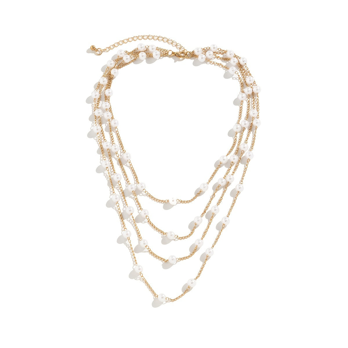 Faux Pearl Multilayer Necklace Chain Pendant Delicate Party Women Girls Gift