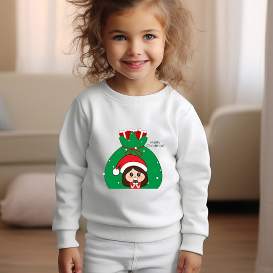 Merry Christmas Print Graphic Crew Neck Long Sleeve Sweatshirt