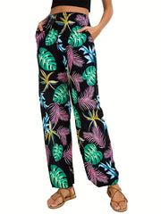 Women's Plus Tropical Print High Rise Lantern Pants