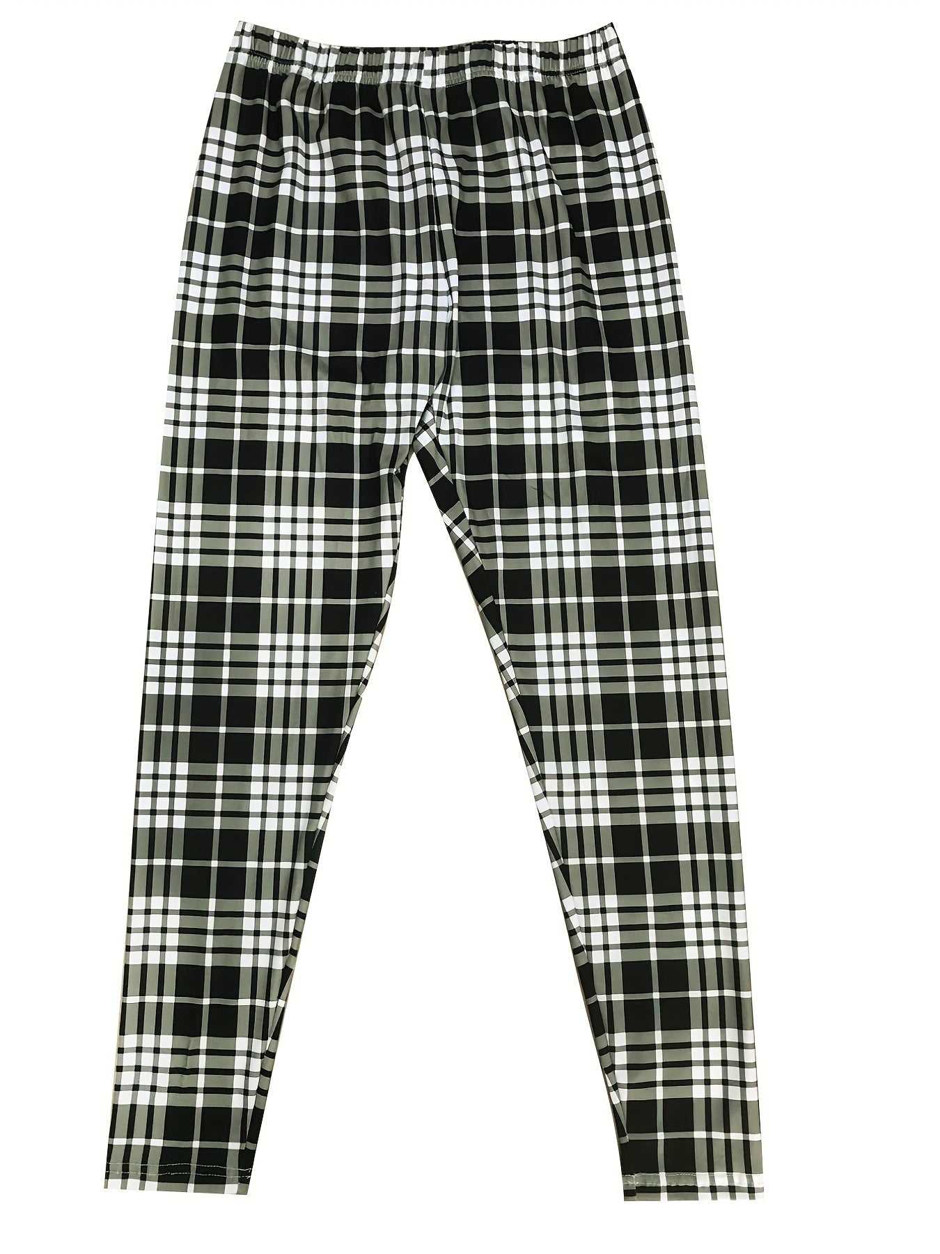 Plaid Print Skinny Leggings Stretchy Leggings Women's Clothing