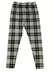 Plaid Print Skinny Leggings Stretchy Leggings Women's Clothing