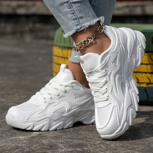 Solid Breathable Heighten Chunky Sneakers Casual Wear Resistance Running Shoes