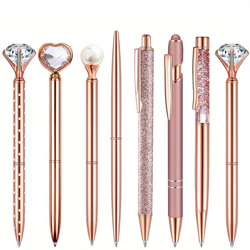Rose Gold Ballpoint Pens with Quicksand Glitter Diamondoid