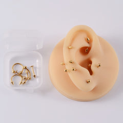 12PC Stainless Steel Body Piercing Jewelry Set 16G Nose Lip Tongue Cartilage