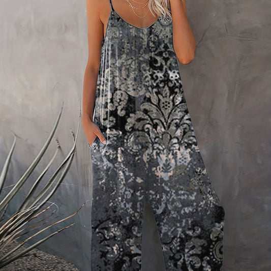 Boho Sleeveless Wide Leg Jumpsuit for Women