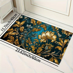Retro Floral Area Rug Machine Washable Mat for Living Room