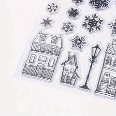 Christmas Snowflake Cabin Clear Stamp for Card Making and DIY Crafts