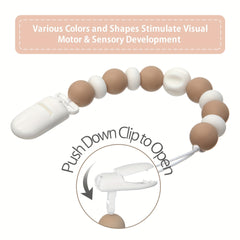 Baby Pacifier Clips Set Silicone Beads Nipple Holder Teething Toys