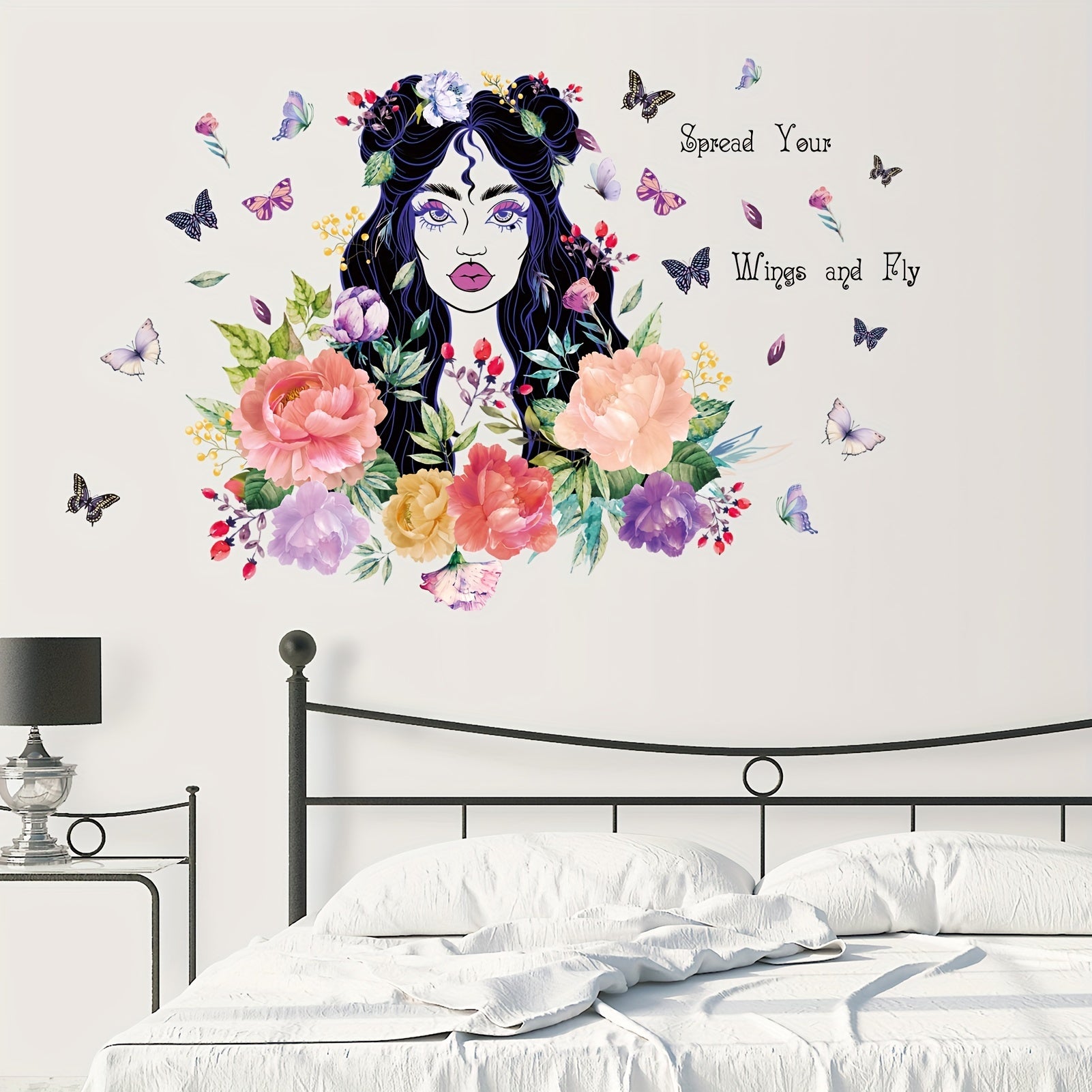Flowers Butterfly Wall Decal Peel And Stick Home Decor For Bedroom Living Room
