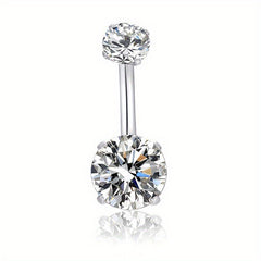 14G CZ Navel Barbell Stud Body Piercing