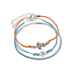 Vintage Style Anklet Set Sea Turtle Shape Pendant Adjustable Foot Jewelry