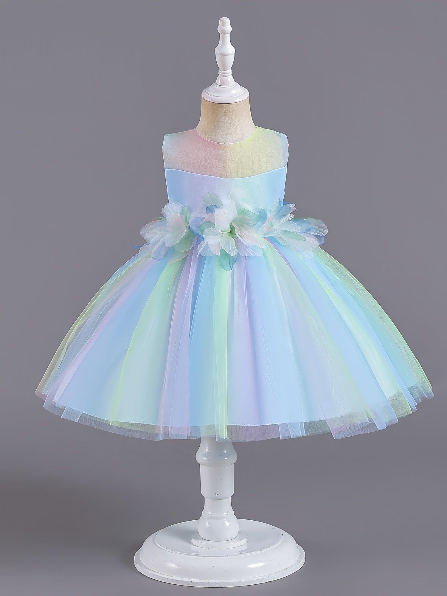 Girls Sleeveless Tutu Princess Dress With Flower Decoration