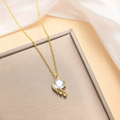 Women's Feather Pendant Necklace Birthday Gift Wedding Jewelry