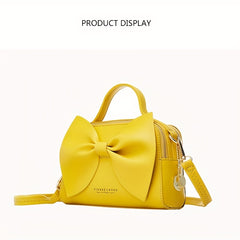 Solid Bowknot Crossbody Satchel Bag