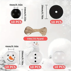 Christmas Snowman Wooden Beads Jute Rope, Holiday DIY Party Home Decor