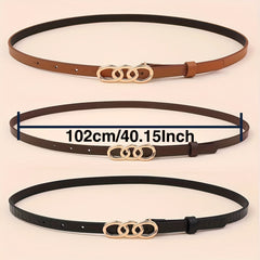 Triple Ring Buckle Thin Belt Set for Women