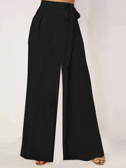 Wide Leg Trousers Solid Elastic Stretch Casual Pants