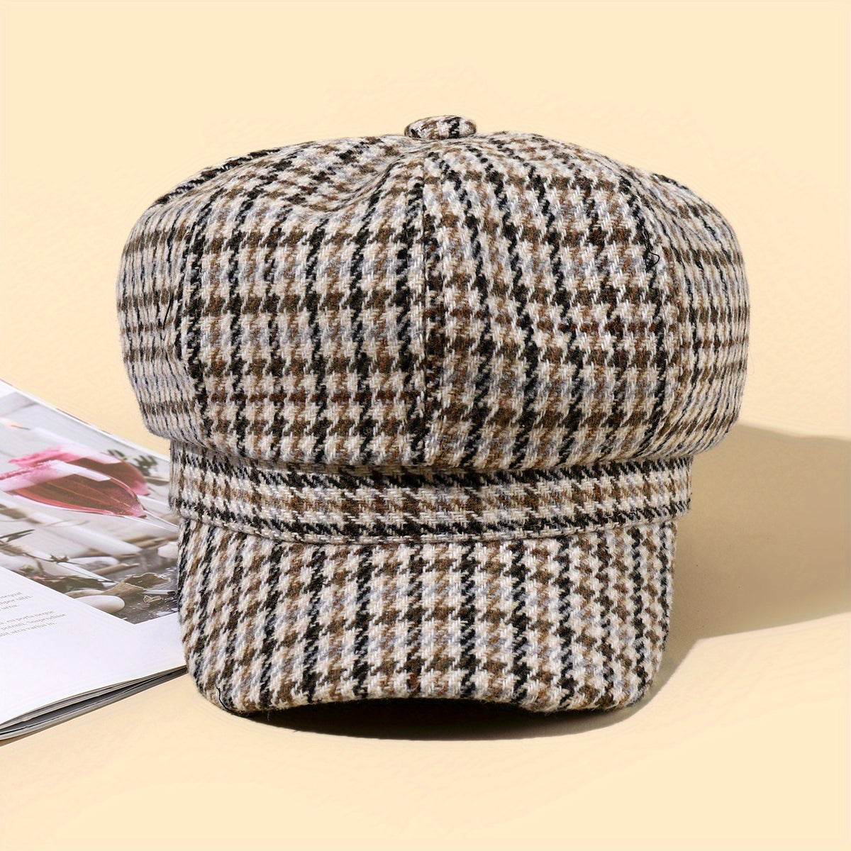 Plaid Octagonal Hat Outdoor Sun Hat Casual Cap Painter Hat