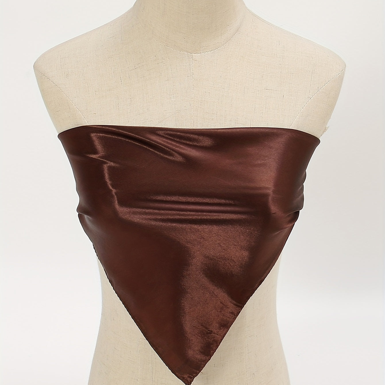 Brown Satin Bandana Classic Square Scarf Women Sun Proof Head Wrap