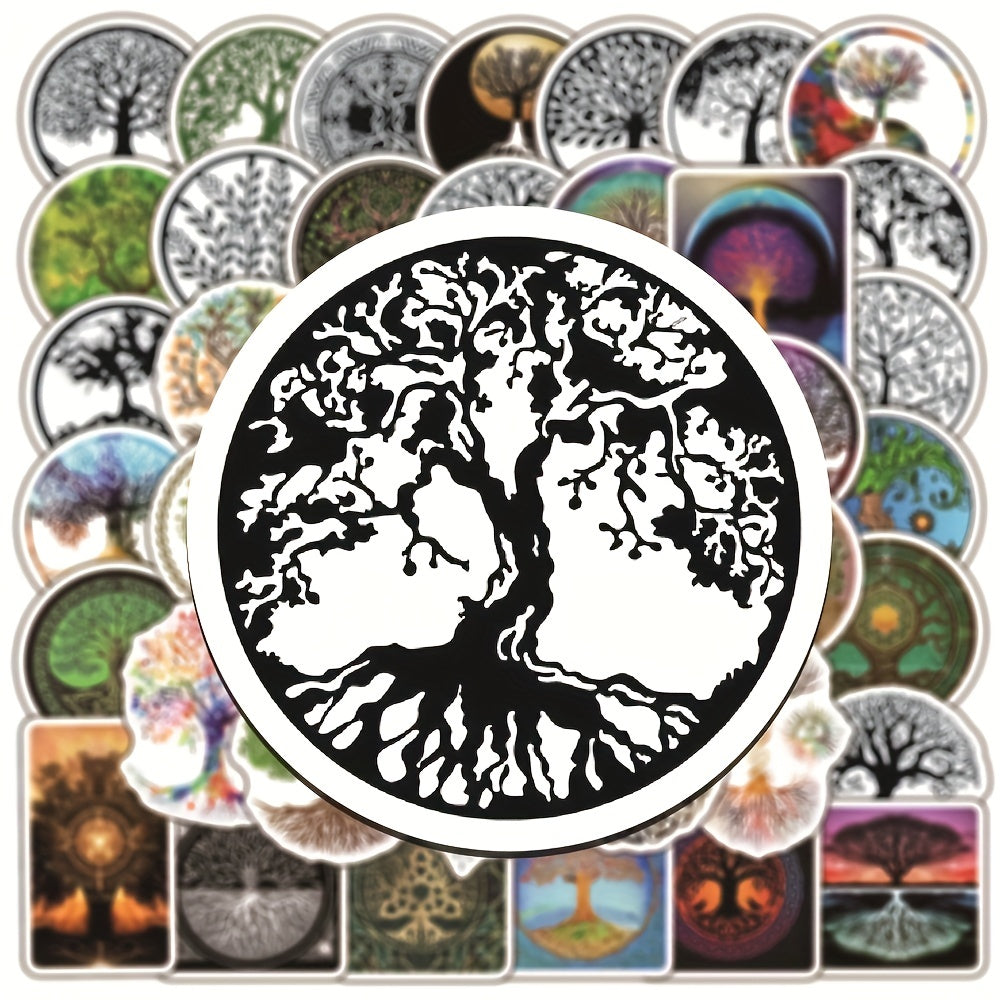 50Pcs Tree Of Life Totem Series Waterproof Graffiti Stickers DIY Creative Decor