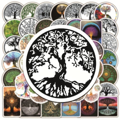 50Pcs Tree Of Life Totem Series Waterproof Graffiti Stickers DIY Creative Decor