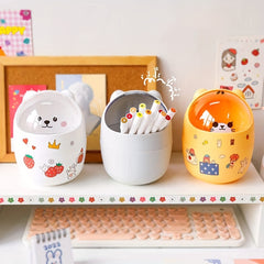 Small Desktop Trash Can Cartoon Garbage Can with Lid