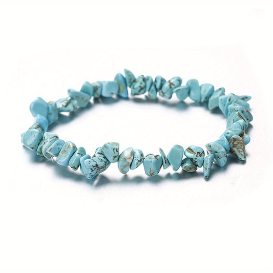 Irregular Crystal Gravel Beaded Bracelet with Elastic Rope for Girls