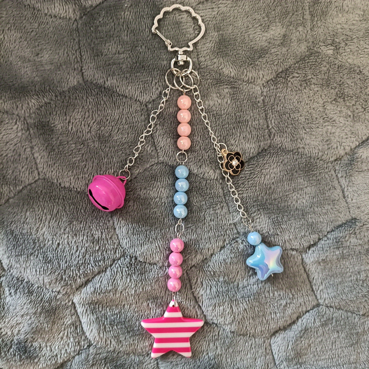Y2K Bell & Star Keychain for Girls - Red