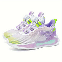Boy's Rotating Buckle Basketball Shoes Non Slip Sneakers