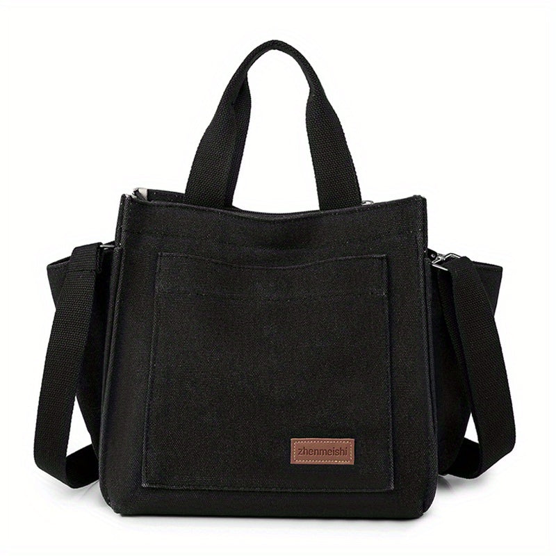 Letter Patch Canvas Crossbody Bag Women's Handbag